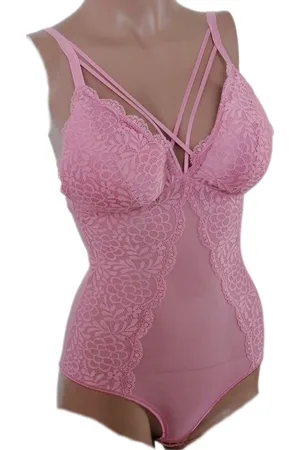 Merkloos Dames - Bodystocking - Lingerie - Met Kant en doorzichtig Lijfje - Corrigerend - Kleur