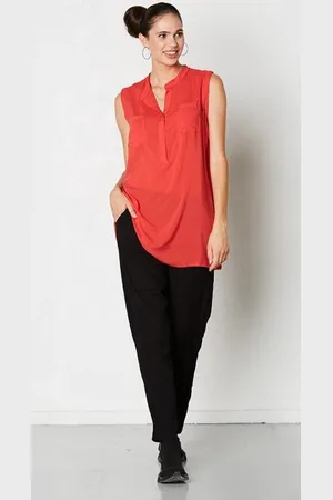 Merkloos Dames blouse tuniek volwassen mouwloos viscose luxe chic maat 38