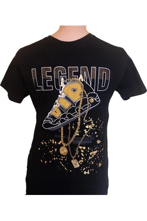 Merkloos Kinder t-shirt met voetbalschoen, , maat 98/104, goud, ketting, legend, steentjes, gold, voetbal, stoer, cool, zeer mooi