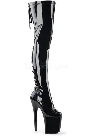 Pleaser FLAMINGO-3063 Plateau Overknee Laarzen - Paaldans schoenen - 45 Shoes