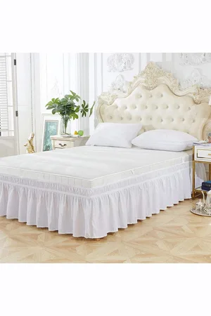 Merkloos Ruches Slaapkamer Bed Rok Volant - Elastisch, Wasbaar in de machine - Queen formaat 60 * 80+15 inch