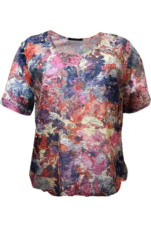 Merkloos Pink Lady dames blouse - blouse dames - /blauw print - N105 - KM - maat L