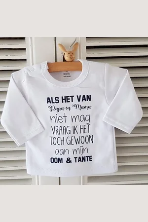 Merkloos Shirt oom en tante vraag baby shirt tekst voor jongen of meisje cadeau aankondiging bekendmaking zwangerschap