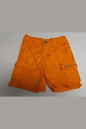 Merkloos Korte broek - Jongens - Orange afgewerkt met blauw - 9 maand 74