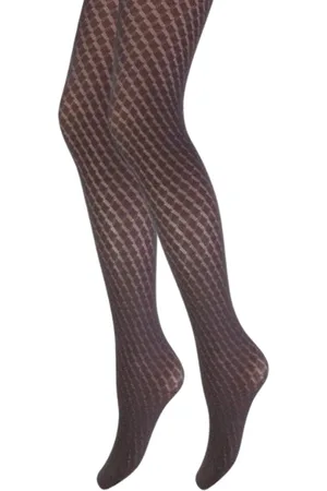 Merkloos Fashion panty met wafelmotief - Mokka
