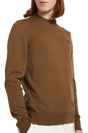 Fred Perry Trui Wol Mix Logo Bruin - Heren