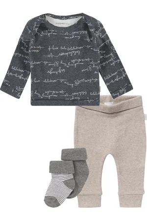 Noppies Kledingset - 3delig - Shirt - Taupe broek - 2p sokken