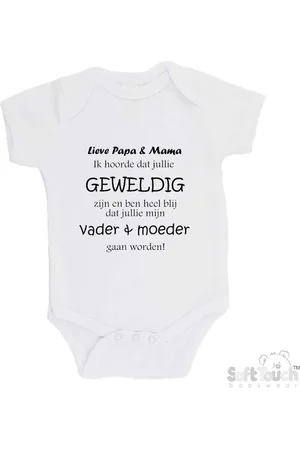 Merkloos 100% katoenen Romper "Lieve papa & mama ik hoorde dat jullie geweldig zijn en ben heel blij dat jullie mijn vader & moeder gaan worden!" Unisex Katoen 62/68