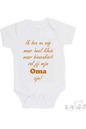 Merkloos 100% katoenen Romper "Ik ben nu nog maar heel klein maar binnenkort zal jij mijn oma zijn!" Unisex Katoen Wit/tan
