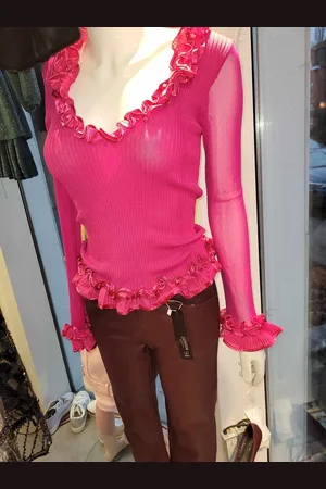 Merkloos Beeldige blouse voor dames met roosjes - maat M/L