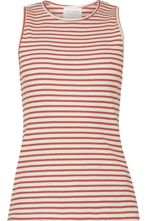 SisterS point Eike-ta.str Dames T-Shirt - Cream/Strawberry