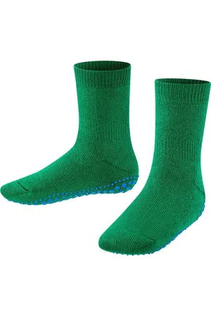Falke Catspads antislip noppen katoen merinowol huissokken kinderen groen