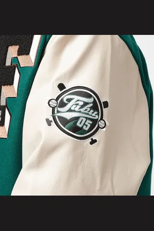 FUBU College Varsity Jacket green/creme/brown