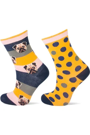 Yellow Moon 2 Paar meisjessokken - Dogs and Dots