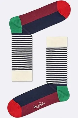 Happy Socks Happy Holliday - kerst sokken - Half Stripe Sokken - Groen/Wit/ - Unisex