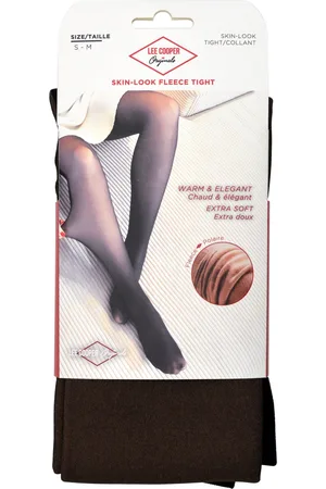 Lee WARME & STEVIGE FLEECE PANTY -L/XL - - Gevoerde doorschijnende skin-look - zwart Beige look - Beige Thermo winter panty - corrigerend
