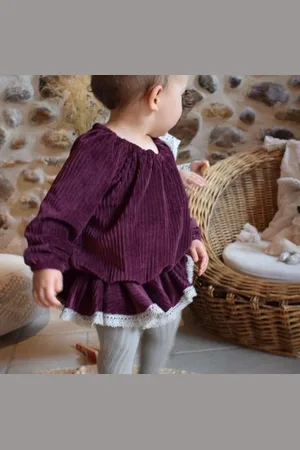 Merkloos Beatrix bordeaux baby rompertje | Jurkjes & Jumpsuits | Moonbloom Création
