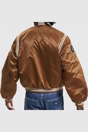 FUBU College Satin Varsity Jacket brown/black/creme