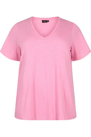 Zizzi MBREA, S/S, STRAIGHT TEE Dames T-shirt - Pink