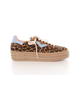 4b12 Damessneakers spike leopard brun