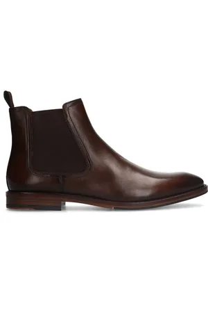 Manfield Heren - Bruine leren chelsea boots