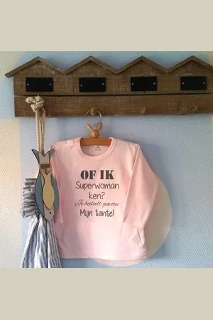 Merkloos Dubbel Baby shirtje meisje tekst liefste tante of ik superwoman ken? Je bedoelt gewoon mijn tante? | lange mouw T-Shirt | | maat 62 | liefste leukste kleding babykleding cadeau verjaardag