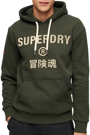 Superdry Hoodie Logo Donkergroen - Heren