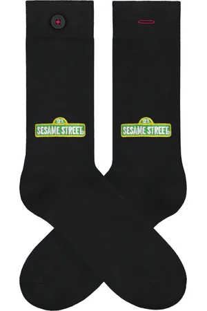 A-dam Sesamstraat Logo - Sokken - Sok - Biologisch Katoen - Vegan - Heren en Dames - Zwart - 41-46