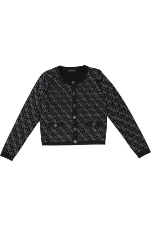 Guess Paige 4G Stones LS Cardi Sweater - Jet Black