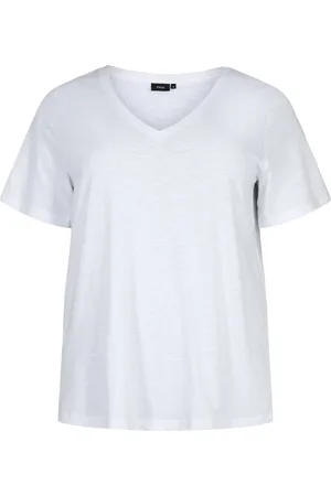 Zizzi MBREA, S/S, STRAIGHT TEE Dames T-shirt - White