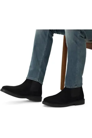 Manfield Heren - Zwarte suède chelsea boots