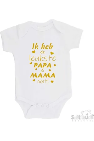 Merkloos 100% katoenen Romper "Ik heb de leukste papa & mama ooit!" Jongens Katoen
