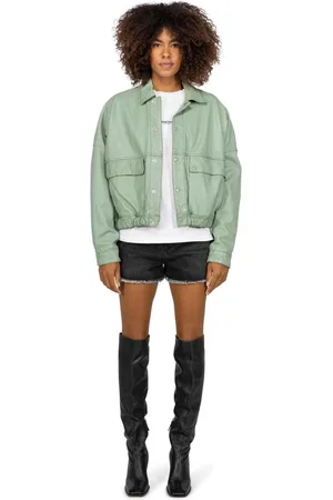 GOOSECRAFT Leren jas zomer GC Daisies jacket minty green maat m