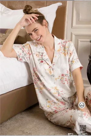 Merkloos Dames Pyjama Set Floor / 100% Katoen / maat XXL