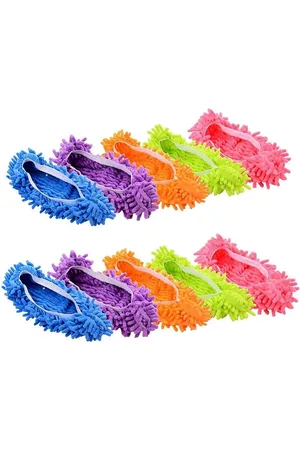 Merkloos 10 Stuks Stof Mop Pantoffels, Mop Schoenen, Schoonmaken Mop Schoenen, Mop Slippers, Stofmop Pantoffels, Microvezel Pantoffels, voor Het Reinigen Van Huisvloerstof Vuil Haar