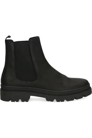 Manfield Heren - Zwarte nubuck chelsea boots