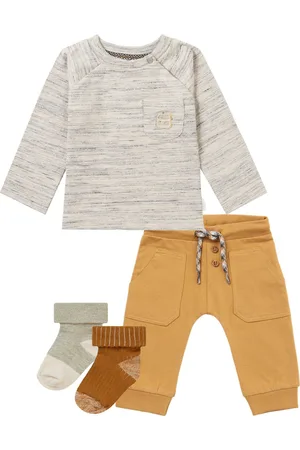 Noppies Kledingset - 4DELIG - Broek Murphy Apple Cinnamon - Shirt Metropolis Willow Grey - 2 Paar sokjes Maxton