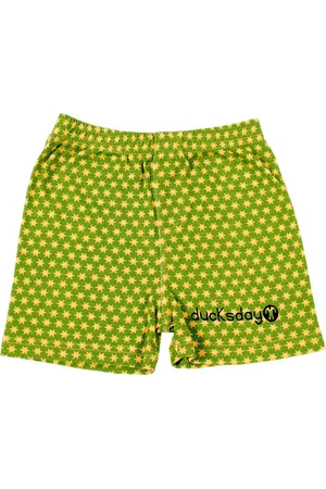 Ducksday Short - pyjama short - elastische taille - stretch - katoen - unisex - Groen - Sterren - Funky green – 4 jaar - promo