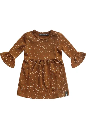 Your Wishes Rainy Camel Ruffle dress - Jurk - - Meisjes