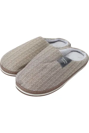 Merkloos Bruine dames visgraat pantoffels - Sloffen met visgraat patroon - Dames slippers met visgraat - Antislip zool! - Gestikt patroon voor een tijdloze, luxe look