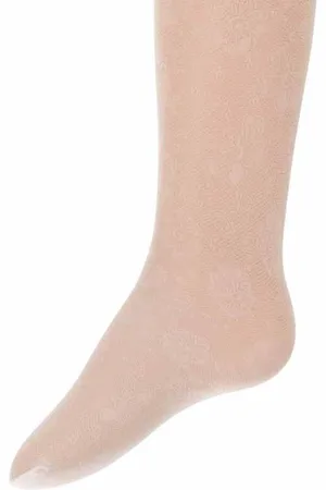 Ewers Kinderpanty ivoor met bloemmotief - 40 DEN -134/146