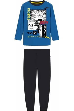 Merkloos Pokemon pyjama - blauw met zwart - Pokémon pyama - maat 110/116