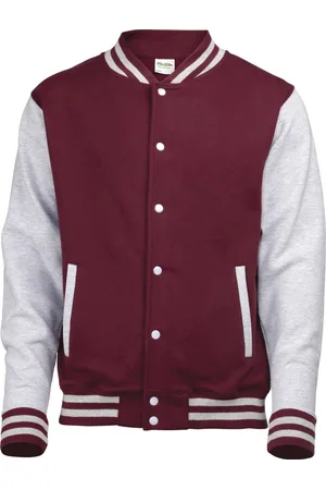 AWDis Varsity jacket, Burgundy/Heather Grey