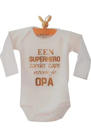 Merkloos Rompertje baby met tekst opa | lange mouw | wit | een super hero zonder cape noem je opa| maat 62-68