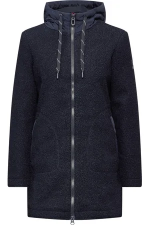 CECIL Curly Fake Wool Coat - Dames Jas - Dark Blue - maat M
