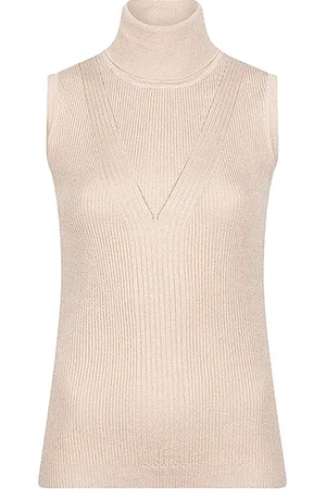 Esqualo Top Top Slv Lss Col Lurex F24 31500 168 Light Sand Dames