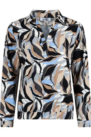 ZOSO Blouse Jennifer Printed Travel Blouse 244 1195 Grey/blue Dames