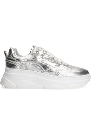 Sacha Dames - Zilveren metallic leren chunky sneakers