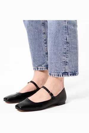Manfield Dames - Zwarte leren ballerina