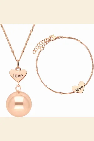 Bola Babylonia - - Zwangerschapsjuweel - Roségoud - Love - Zwangerschapsketting en Armband Set - Geschenkdoosje